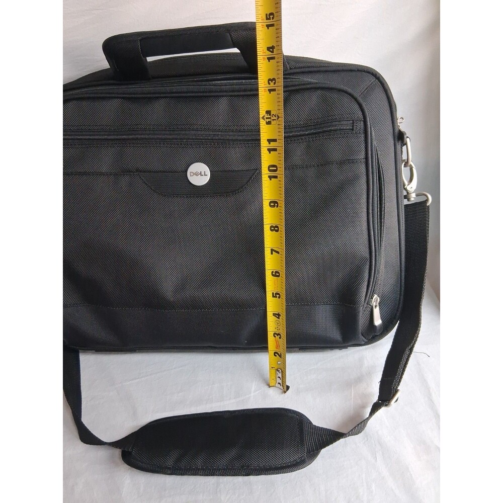 Dell Computers Black Canvas Laptop Messenger Zip Bag With Shoulder Strap Padded - Picture 8 of 8